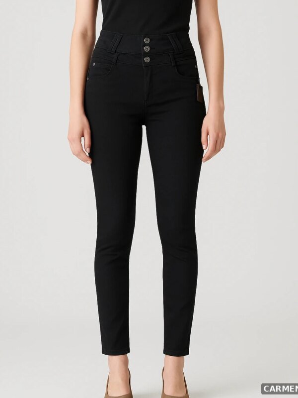 Pantalón Colombiano Fit Negro Levantacola de Tiro Alto para Mujer