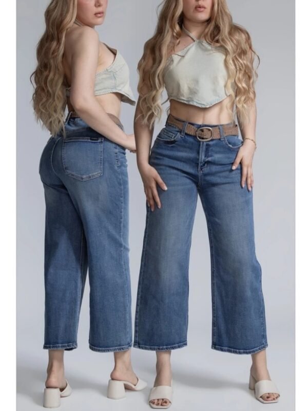 Pantalon Wide Leg de Mezclilla con Cinto para Mujer