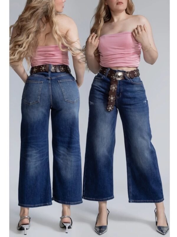 Pantalón Wide Leg de Mezclilla con Cinto para Mujer