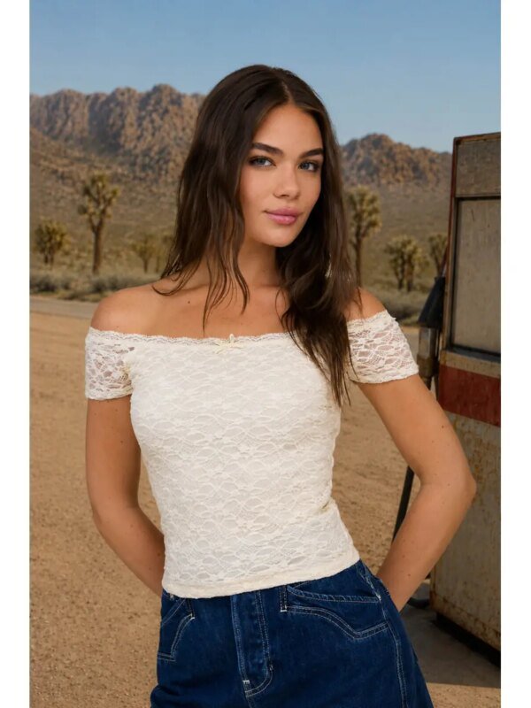 Blusa Off Shoulder de Encaje Romántica y Elegante para Mujer