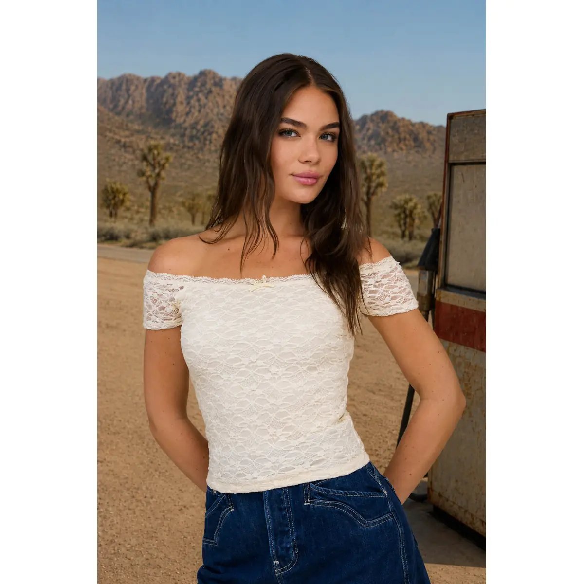 Blusa Off Shoulder de Encaje Romántica y Elegante para Mujer