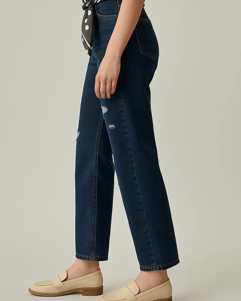 Jeans Wide Leg de Tiro Alto con Roturas para Mujer - vista 3