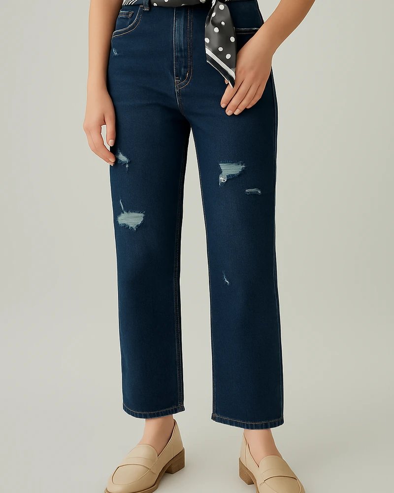 Jeans Wide Leg de Tiro Alto con Roturas para Mujer - vista 4