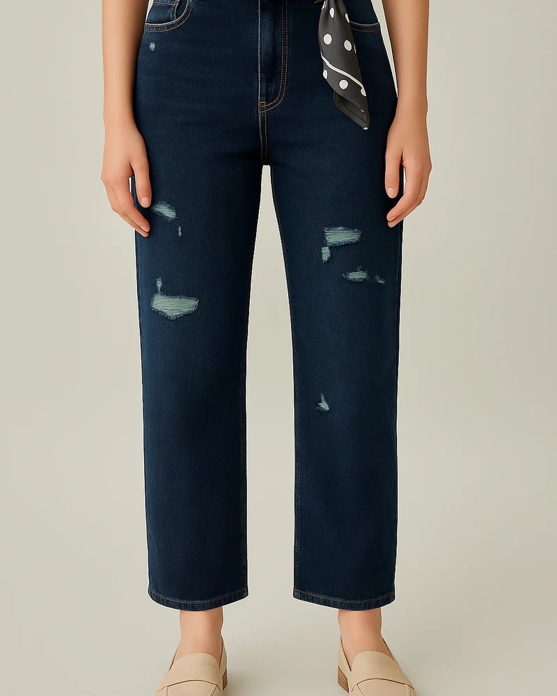 Jeans Wide Leg de Tiro Alto con Roturas para Mujer - vista 6