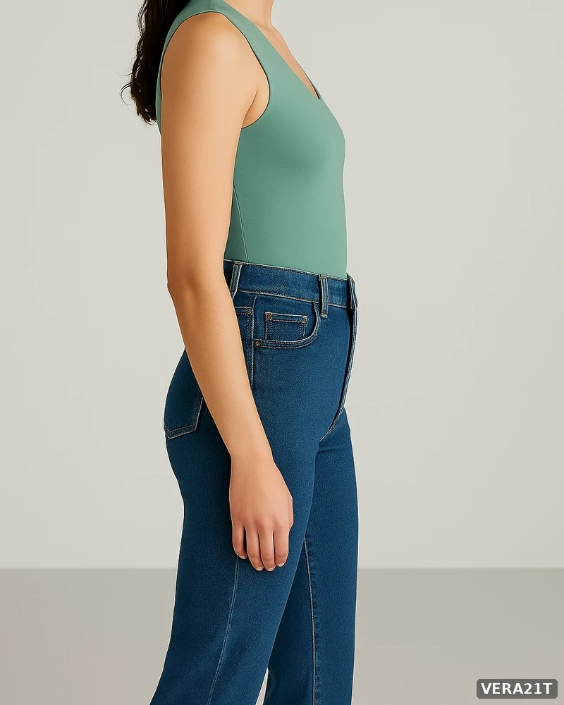 Bodysuit Negro Escote Redondo Ajustado Estilo Casual para Mujer - vista 10