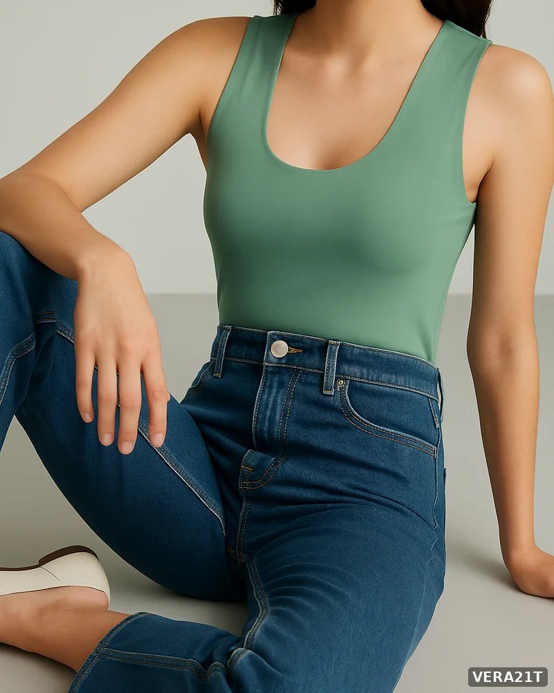 Bodysuit Negro Escote Redondo Ajustado Estilo Casual para Mujer - vista 12