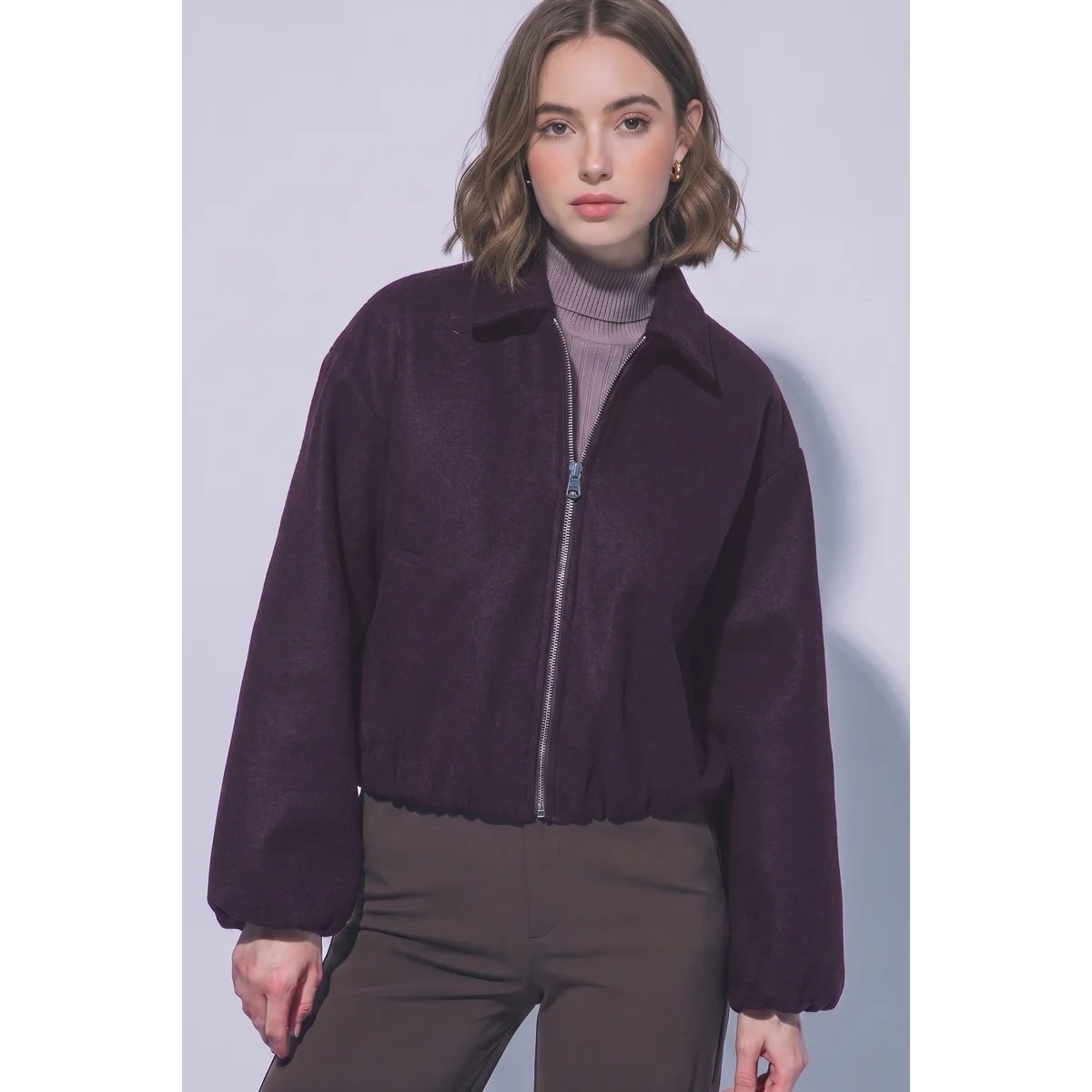 Chamarra Bomber de Tela Suave con Cierre para Mujer Estilo Casual - vista 4