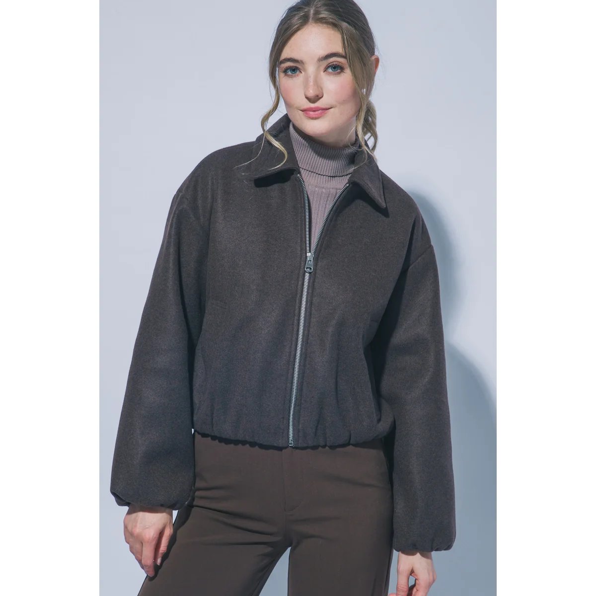 Chamarra Bomber de Tela Suave con Cierre para Mujer Estilo Casual - vista 6