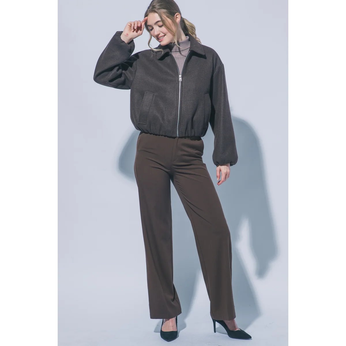 Chamarra Bomber de Tela Suave con Cierre para Mujer Estilo Casual - vista 9
