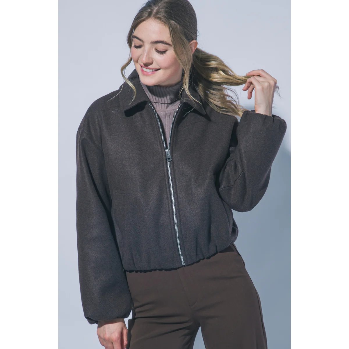 Chamarra Bomber de Tela Suave con Cierre para Mujer Estilo Casual - vista 11