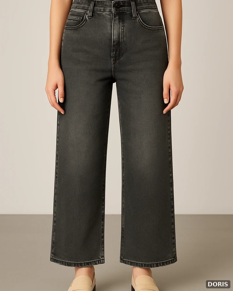Pantalón Wide Leg Petite de Mezclilla Gris Oscuro para Mujer - vista 6