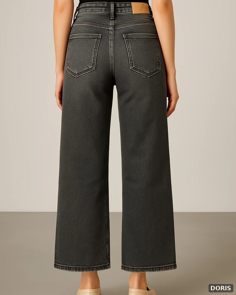 Pantalón Wide Leg Petite de Mezclilla Gris Oscuro para Mujer - vista 7