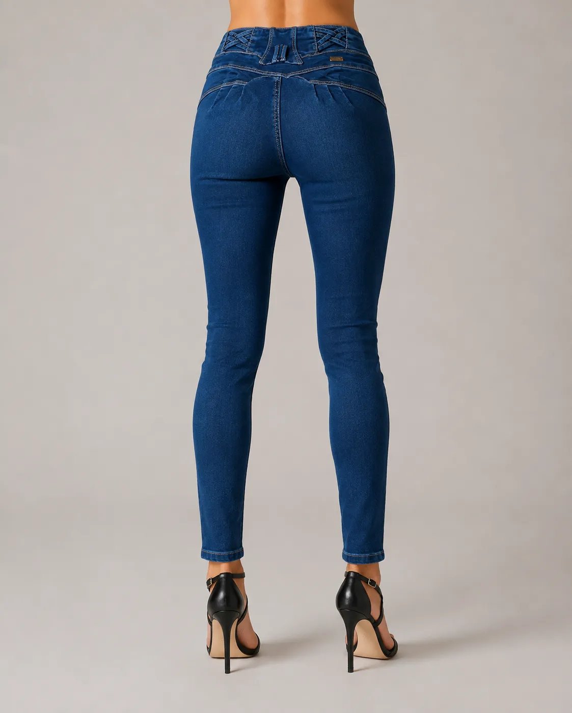 Jeans Colombianos Skinny Tiro Alto Con Detalles Dorados Para Mujer - vista 5