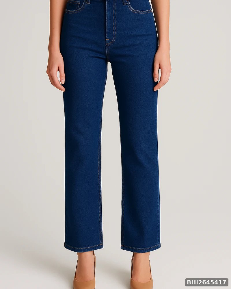 Jeans Straight Fit de Tiro Alto en Mezclilla Azul Media para Mujer - vista 15