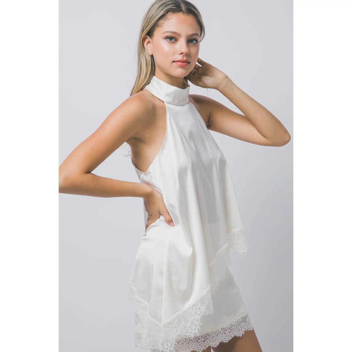 Blusa Satinada con Encaje Floral Bordado en Rojo Vino para Mujer - vista 21