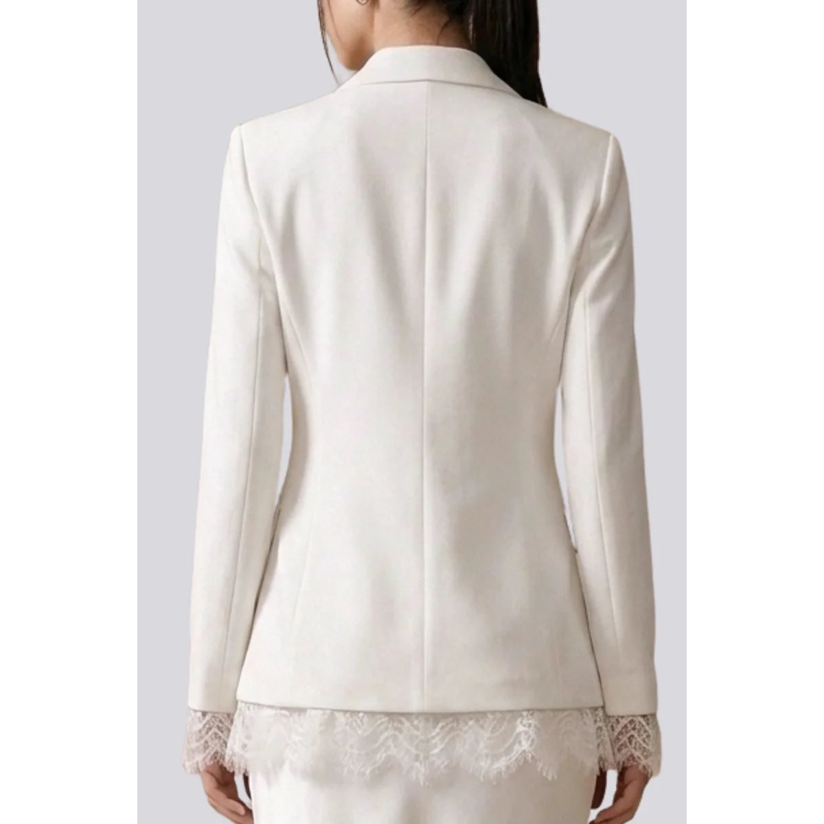 Blazer Rosa Claro con Detalles de Encaje Estilo Elegante para Mujer - vista 11