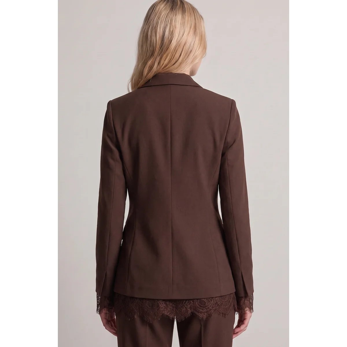 Blazer Rosa Claro con Detalles de Encaje Estilo Elegante para Mujer - vista 18
