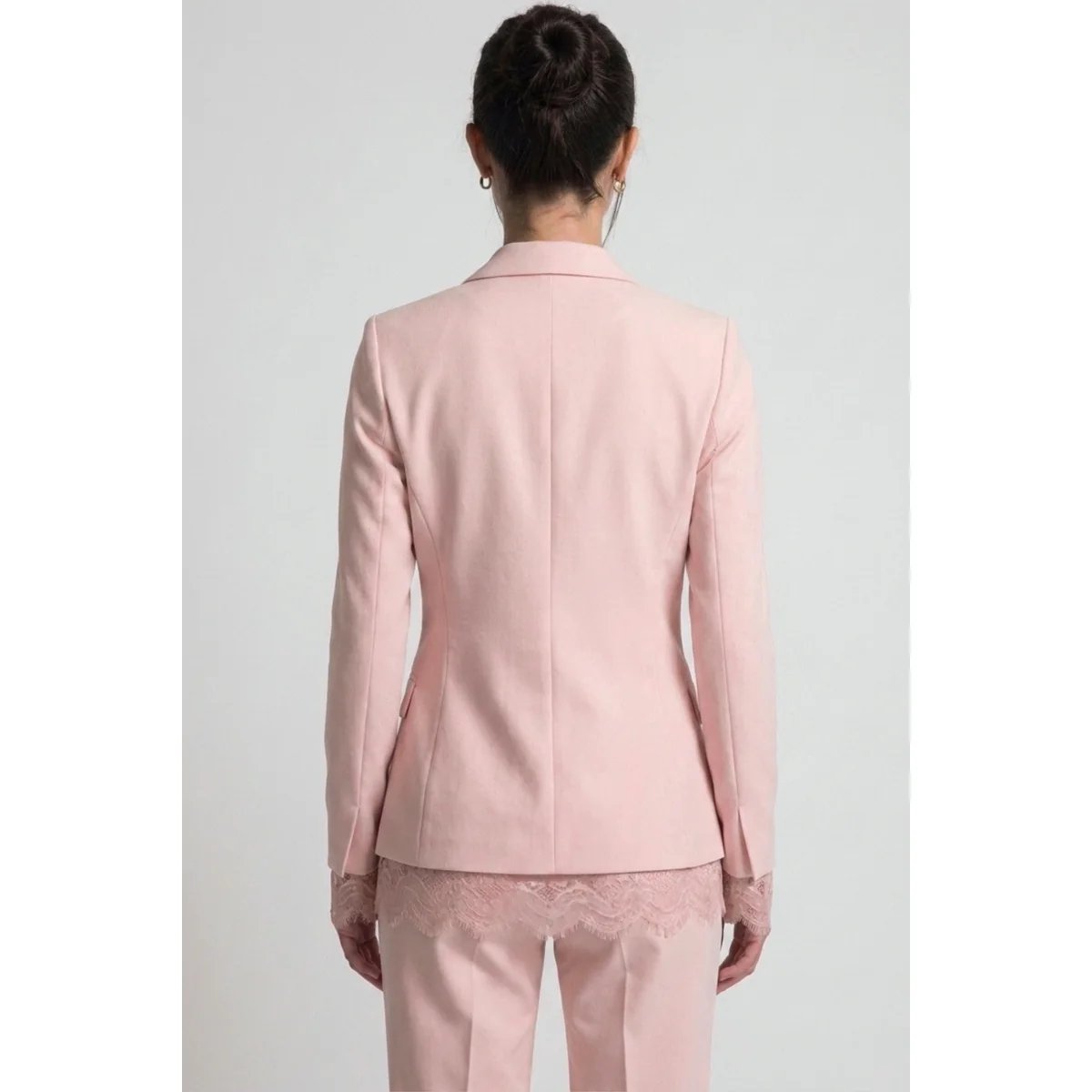 Blazer Rosa Claro con Detalles de Encaje Estilo Elegante para Mujer - vista 26