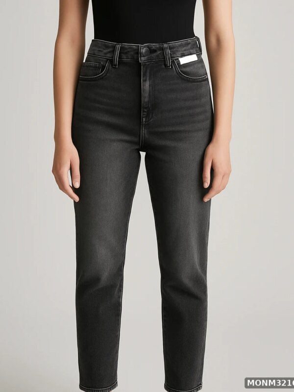Jeans Mom Fit Lavado Oscuro de Tiro Alto para Mujer