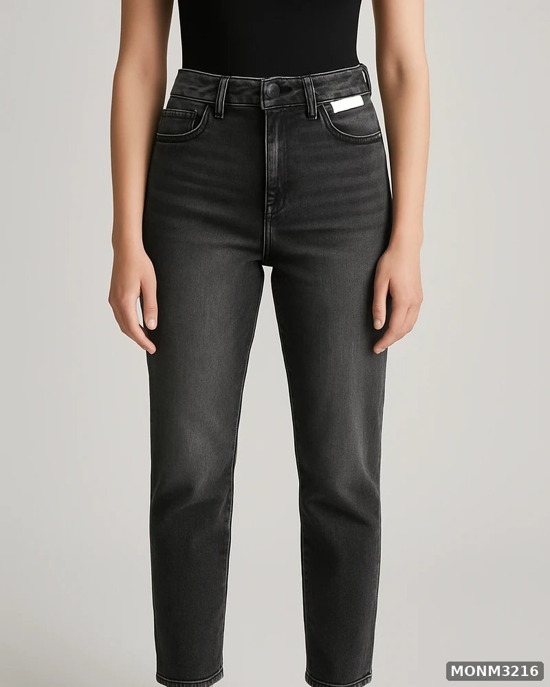 Jeans Mom Fit Lavado Oscuro de Tiro Alto para Mujer