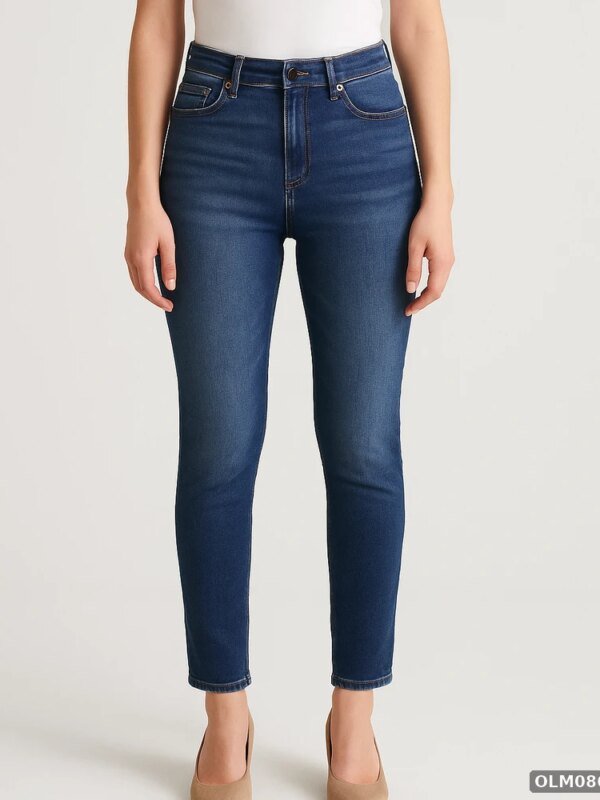 Jeans Skinny de Tiro Alto en Mezclilla Azul Oscuro para Mujer