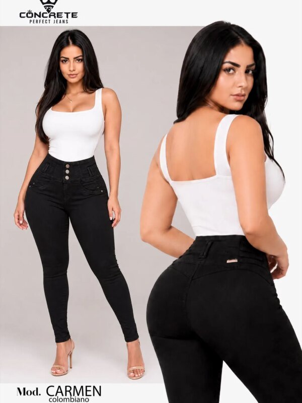 Pantalón Colombiano Negro Skinny de Tiro Alto para Mujer