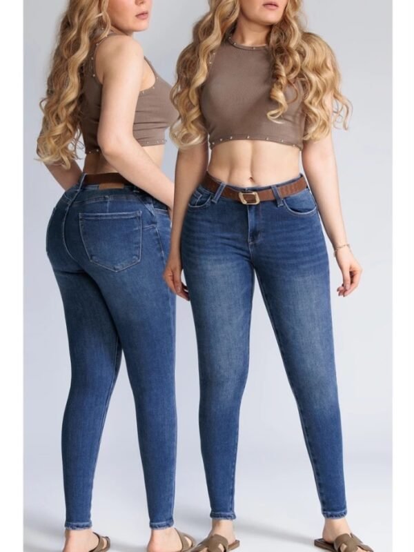 Pantalon Skinny de Mezclilla con Cinto para Mujer
