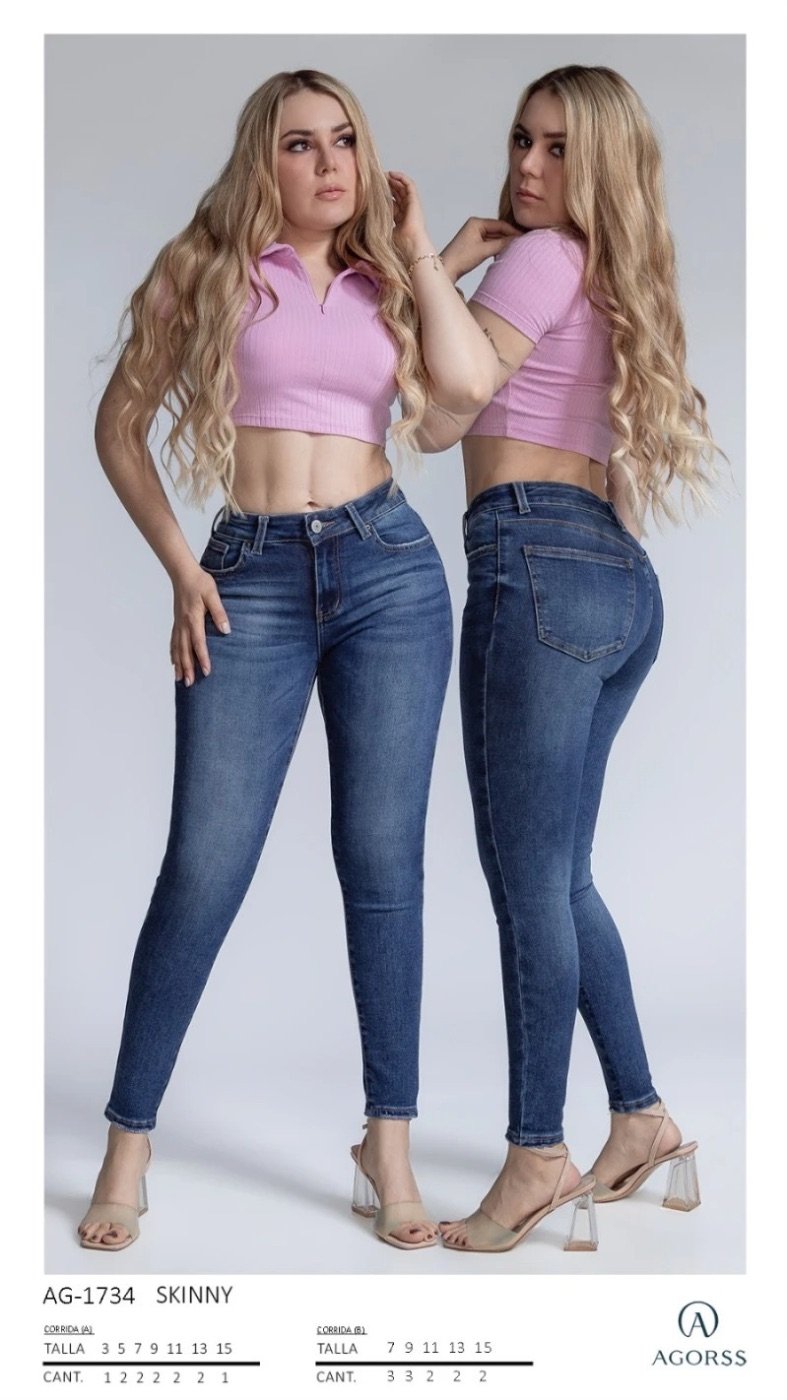 Jeans Skinny de Mezclilla Azul Oscuro Tiro Alto para Mujer