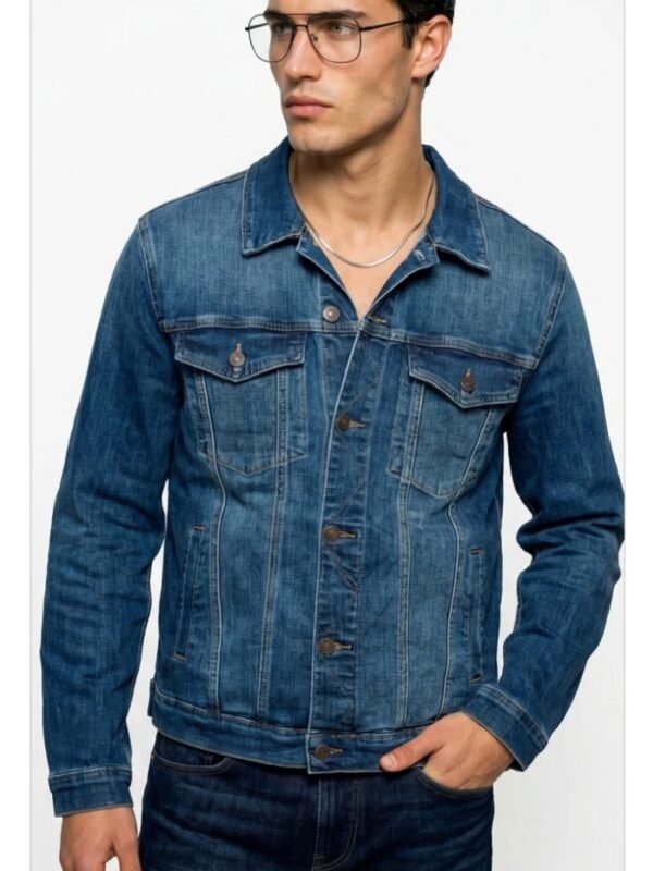 Chamarra de Mezclilla Azul Slim Fit Estilo Clásico para Hombre