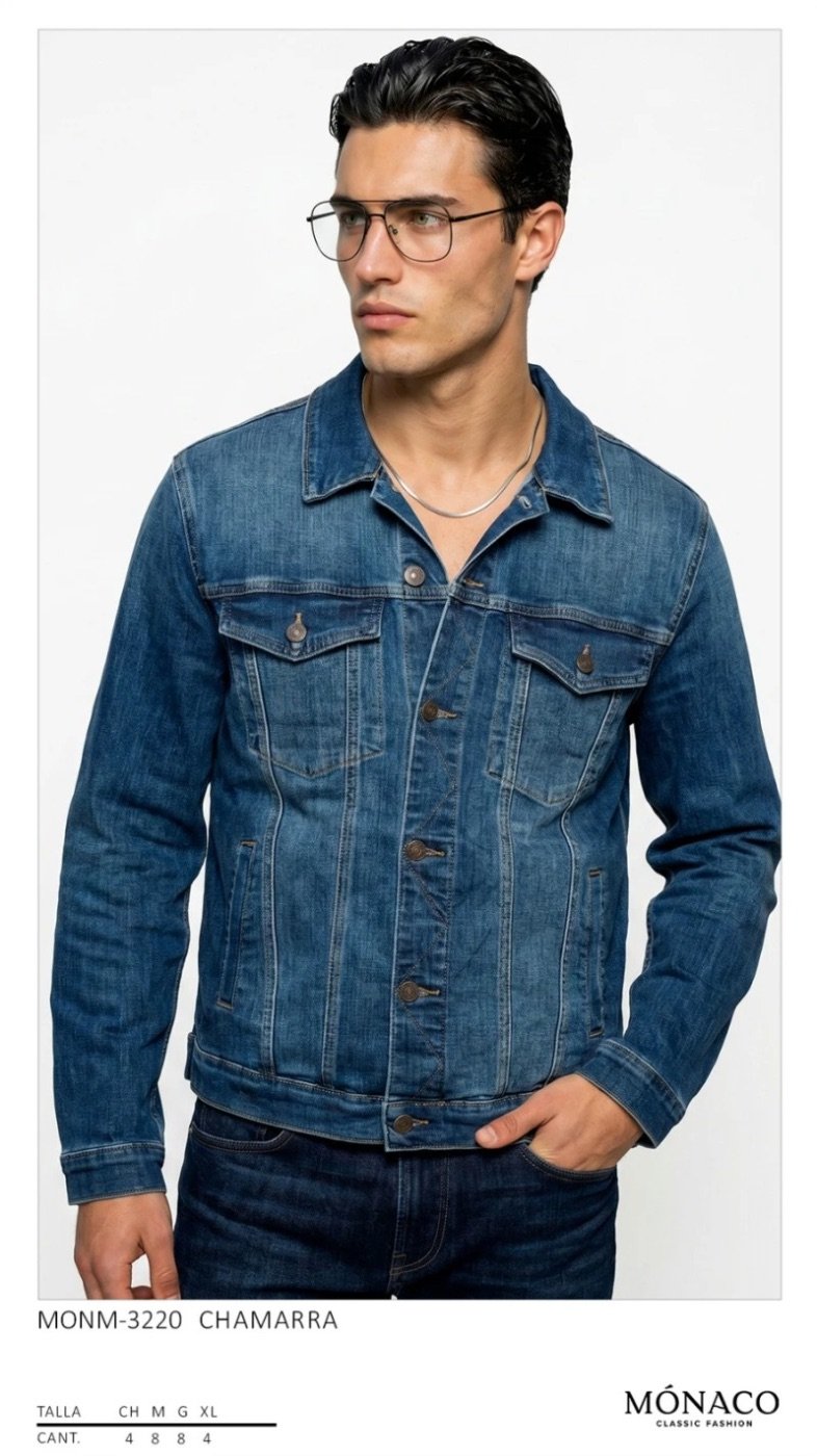 Chamarra de Mezclilla Azul Slim Fit Estilo Clásico para Hombre
