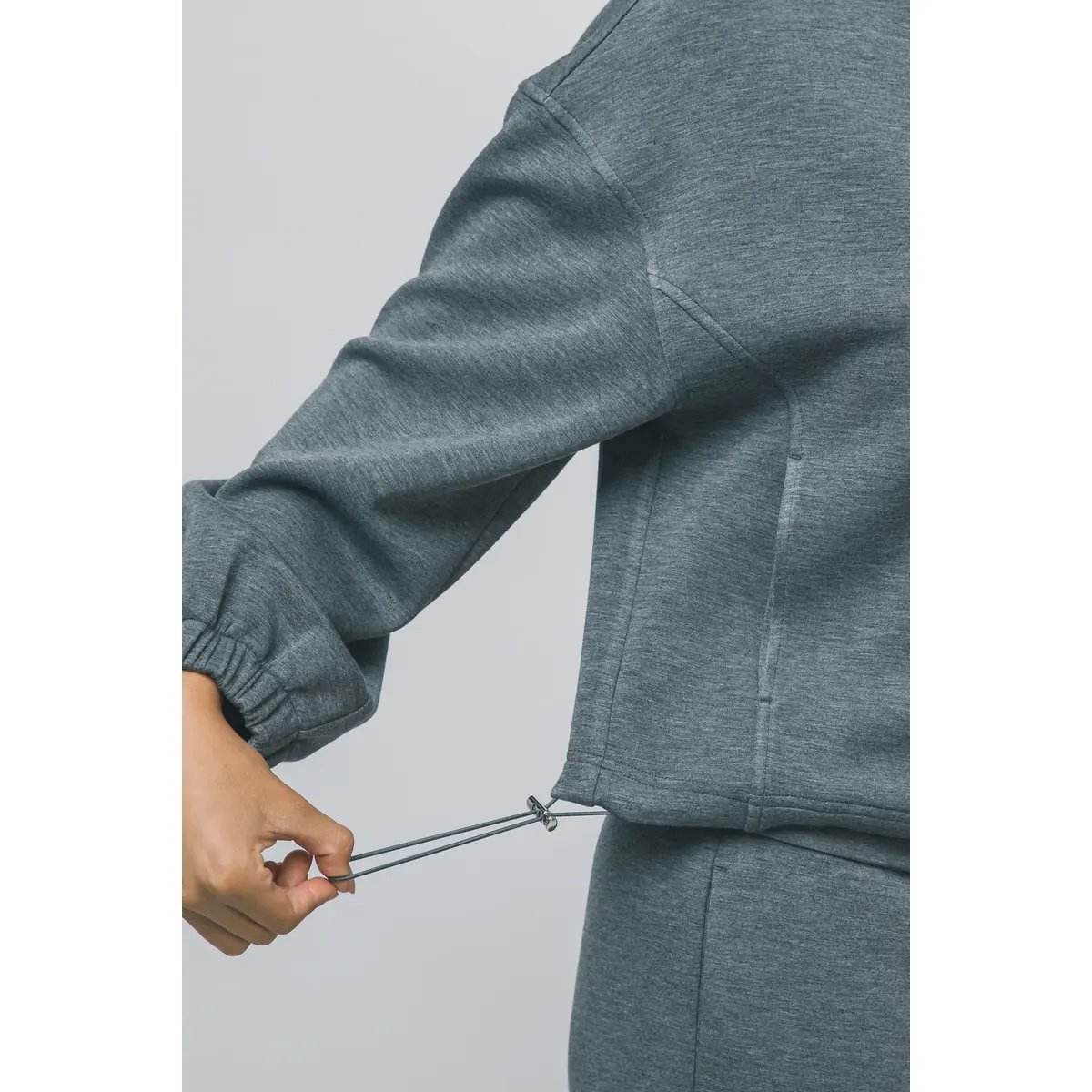 Sudadera Cropped con Capucha y Cierre para Mujer Color Crema