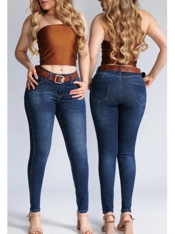 Pantalon Skinny de Mezclilla con Cinto para Mujer