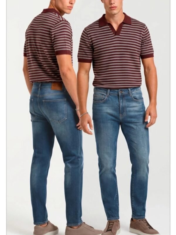 Pantalon Slim Fit de Mezclilla Azul Media para Hombre