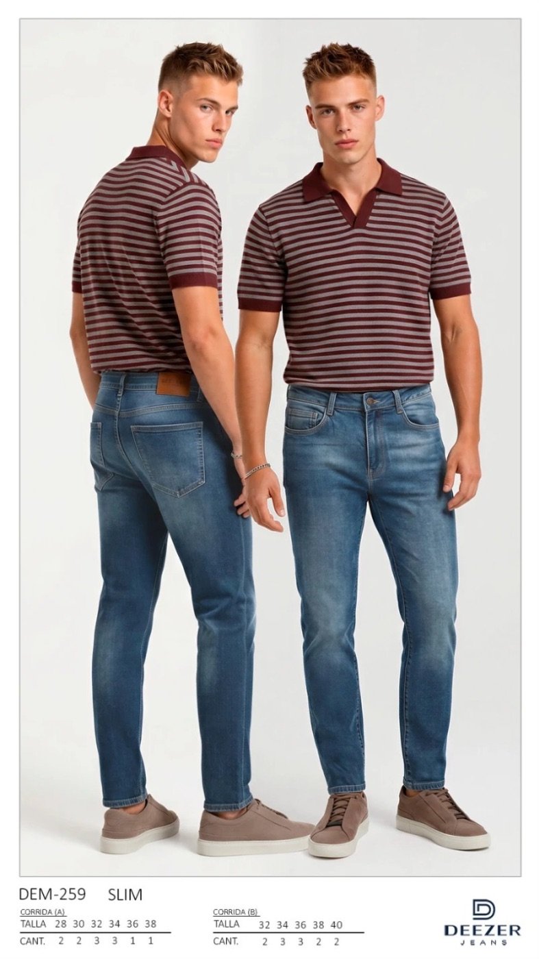 Pantalon Slim Fit de Mezclilla Azul Media para Hombre