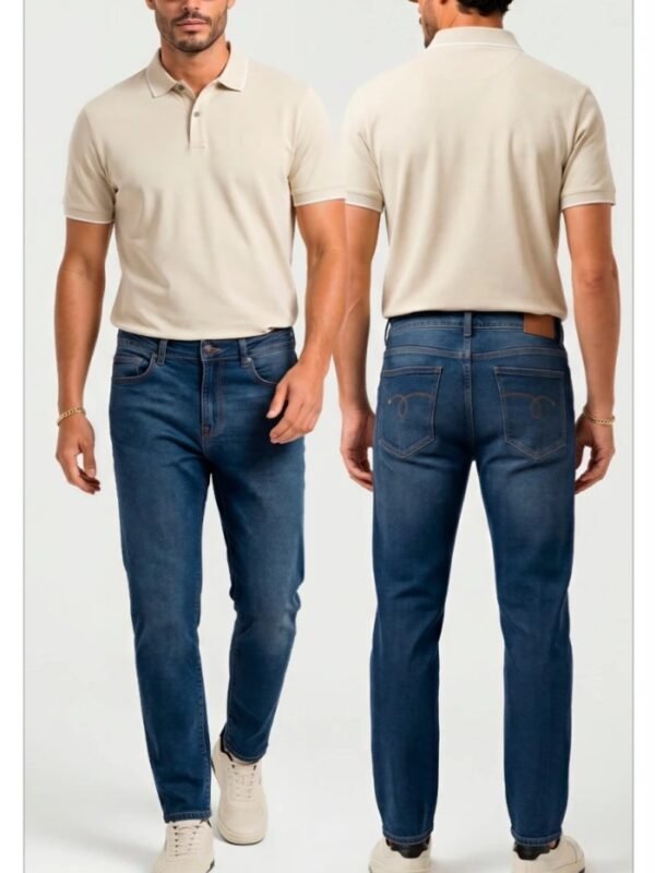Pantalon Slim Fit de Mezclilla Azul Medio para Hombre