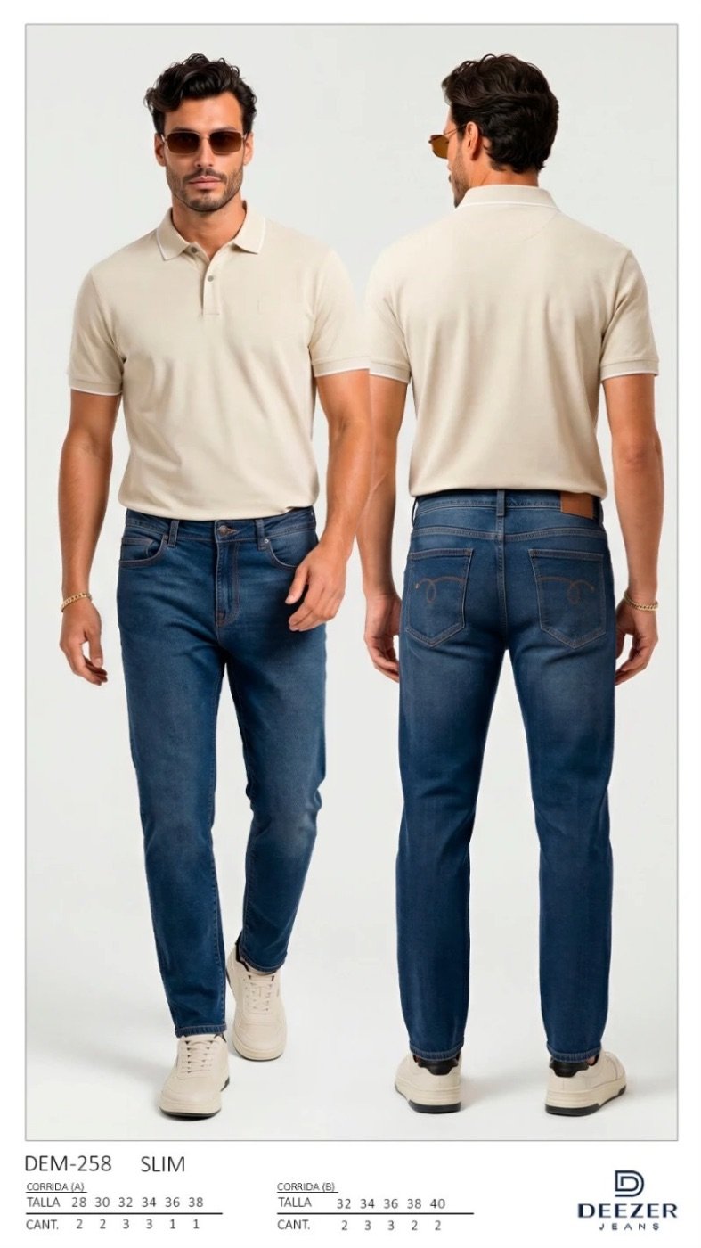Pantalon Slim Fit de Mezclilla Azul Medio para Hombre