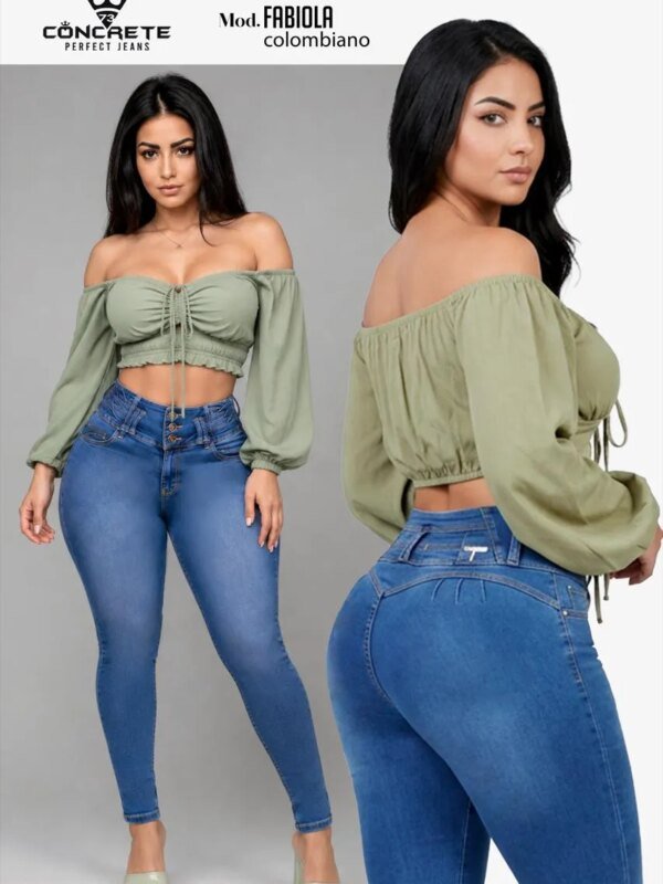 Jeans Colombianos Levantacola Tiro Alto Skinny Fit Para Mujer