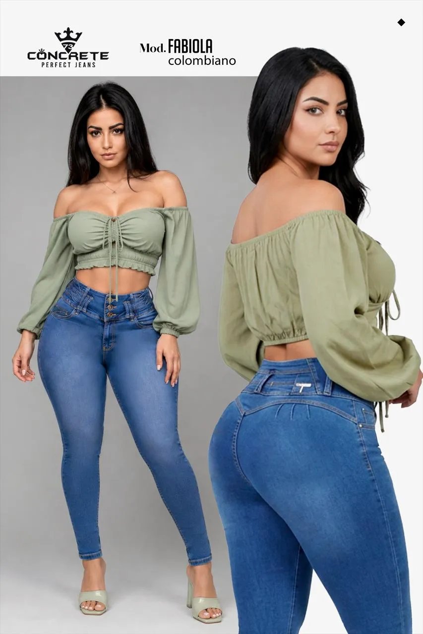 Jeans Colombianos Levantacola Tiro Alto Skinny Fit Para Mujer