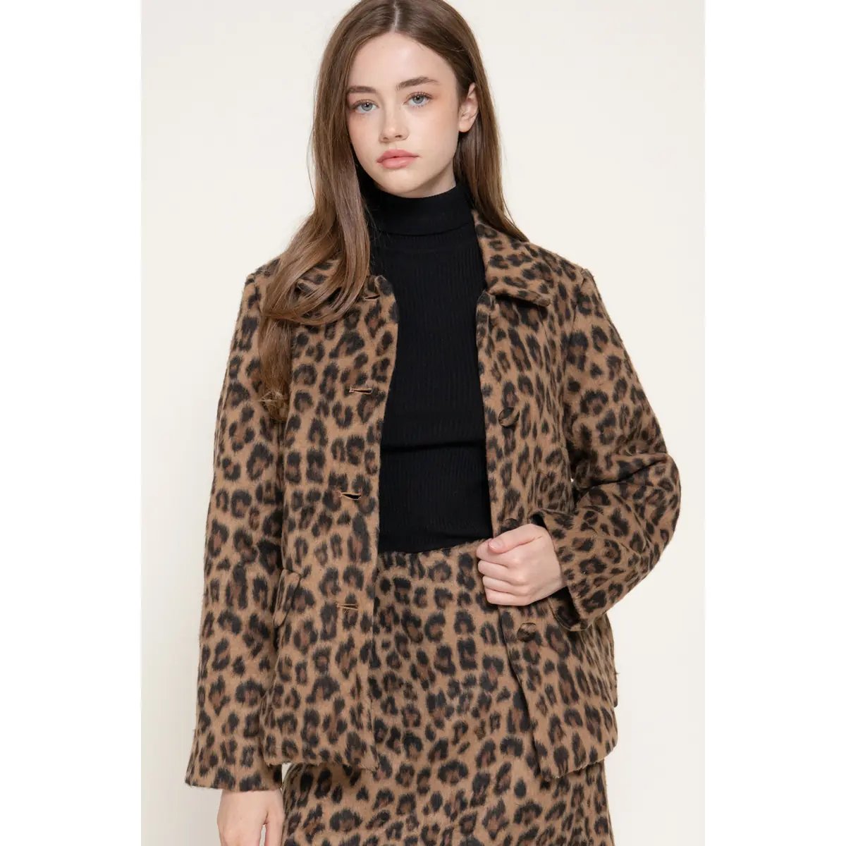 Chamarra Estampado Animal Print Leopardo Estilo Blazer para Mujer